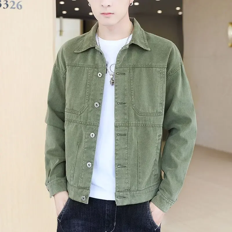 Moda masculina jean casacos outono amarelo jaqueta jeans botão marca inverno 2024 baixo custo g outerwear usado de alta qualidade lxury