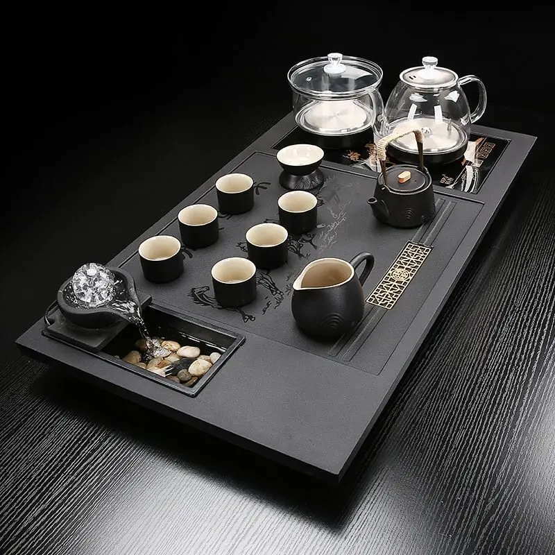 Ceremony Chinese Tea Tray Rectangle Living Room Hospitality Luxury Tea Tray Decorative Serving Bandeja Madera Home Decorationgs