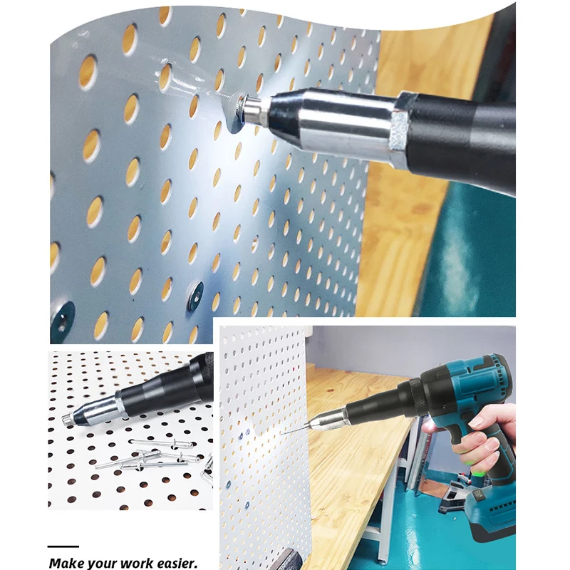 2.4~4.8mm Rivet Nut Gun Automatic Riveting Tool With LED Light For Makita 18V Battery No Battery Brushless Electric Rivet Gun