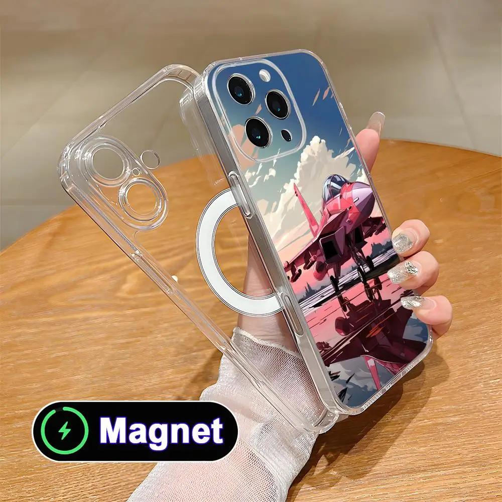 

Anime AirForce Plane Clear TPU Magsafe Mobile Phone Case for iPhone 17 16 15 14 13 12 11 Air Pro Max Plus Mini Colorful Cover