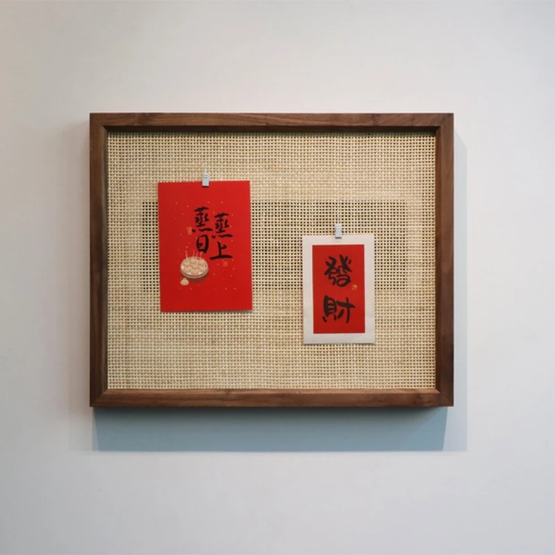 Wall Mounted Meter Box Decor Solid Wood Electrical Box Hiding Cabinet Rattan Circuit Breaker Cover Modern Woven Art for Hallway