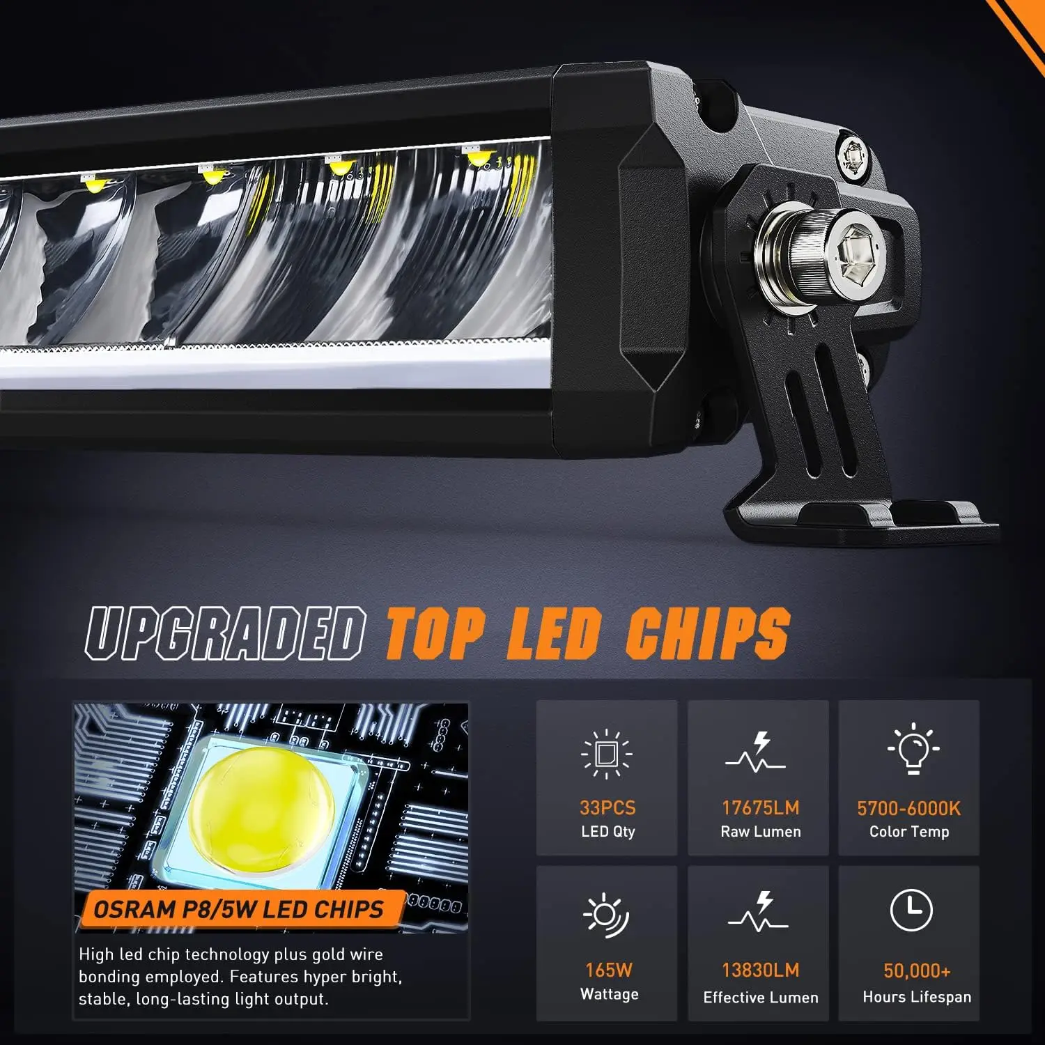 Nilight 40.3 Inch Single Row Slim LED Light Bar 165W 17675LM Anti-Glare Flood Spot Combo DRL Offroad Lamp IP68 With 14AWG DT Wiring Kit for Pickup Truck SUV ATV UTV Boat 4x4 Jeep