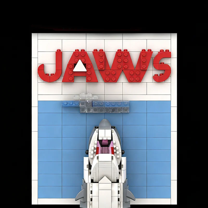 436pcs MOC Jaws Movie Poster Table Display Ideas Creative Model Building Blocks Castle Adventure Technical Street Scene Toy Gift