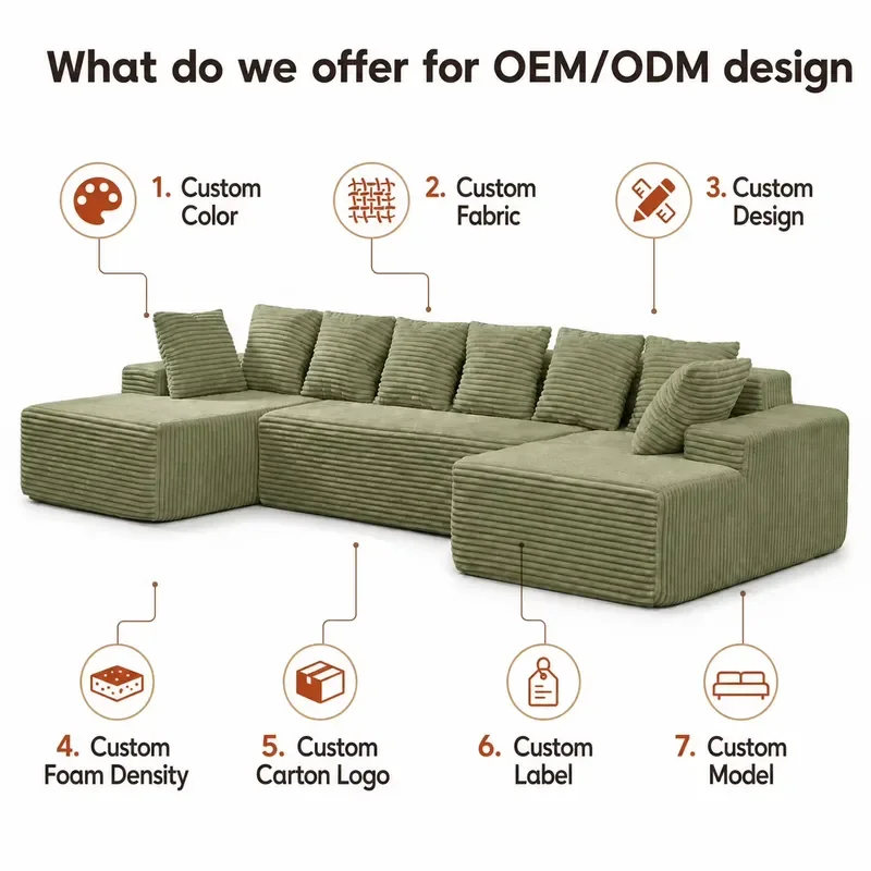 Modular Cloud Sofa Cover for U Shaped Sectional Couch Slipcover Luxury Boneless Compression Living Room Furniture Protector