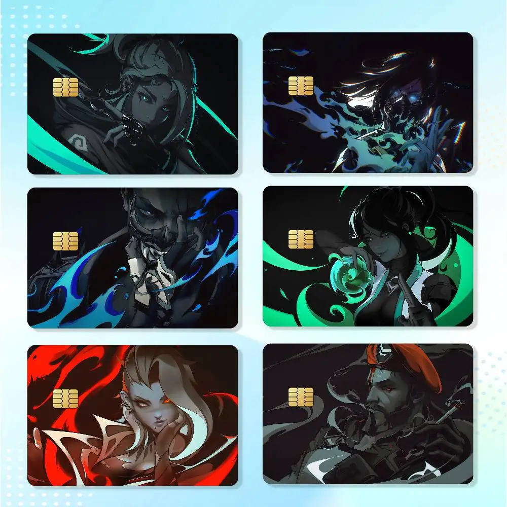 Shooting Games V-VALORANT Waterproof Card Stickers For Credit Cards Debit Cards And Transit Cards 4pcs