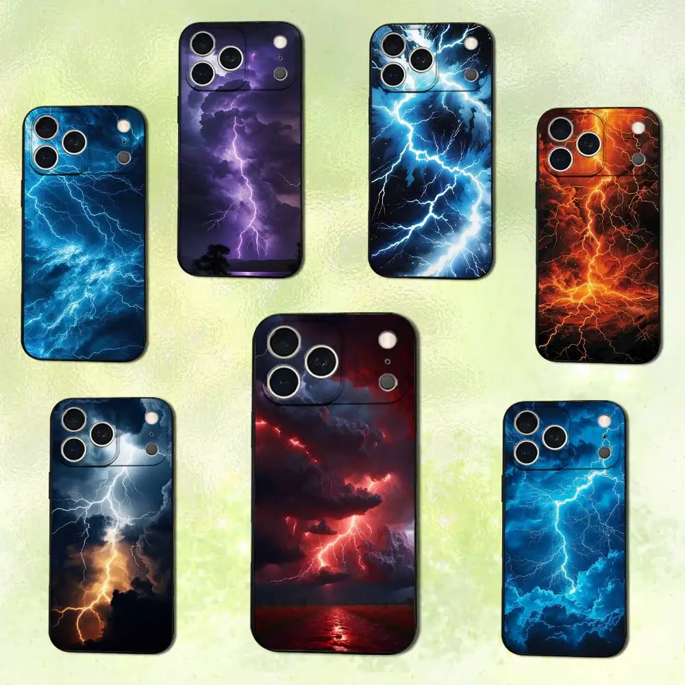 

Thunderbolt Lightning Art Phone Case For iPhone 14,13,17,12,11,16,15,Plus,Pro Max,XS,X,XR,SE,Mini,Soft Silicone Black Cover