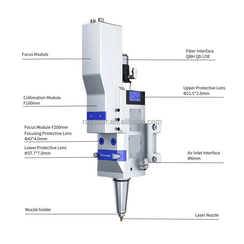 Raysoar HC06 Fiber  Cutting Head F200 8KW  Metal Cutting Head for Hans