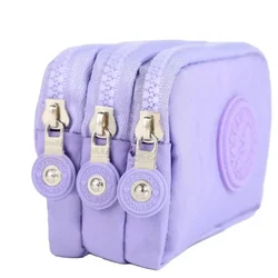 Solid Three Layers Zipper Coin Purse Large Capacity Wallet Clutch Bag Coin Pouch Card Holder Bank ID Credit Card Storage Bags