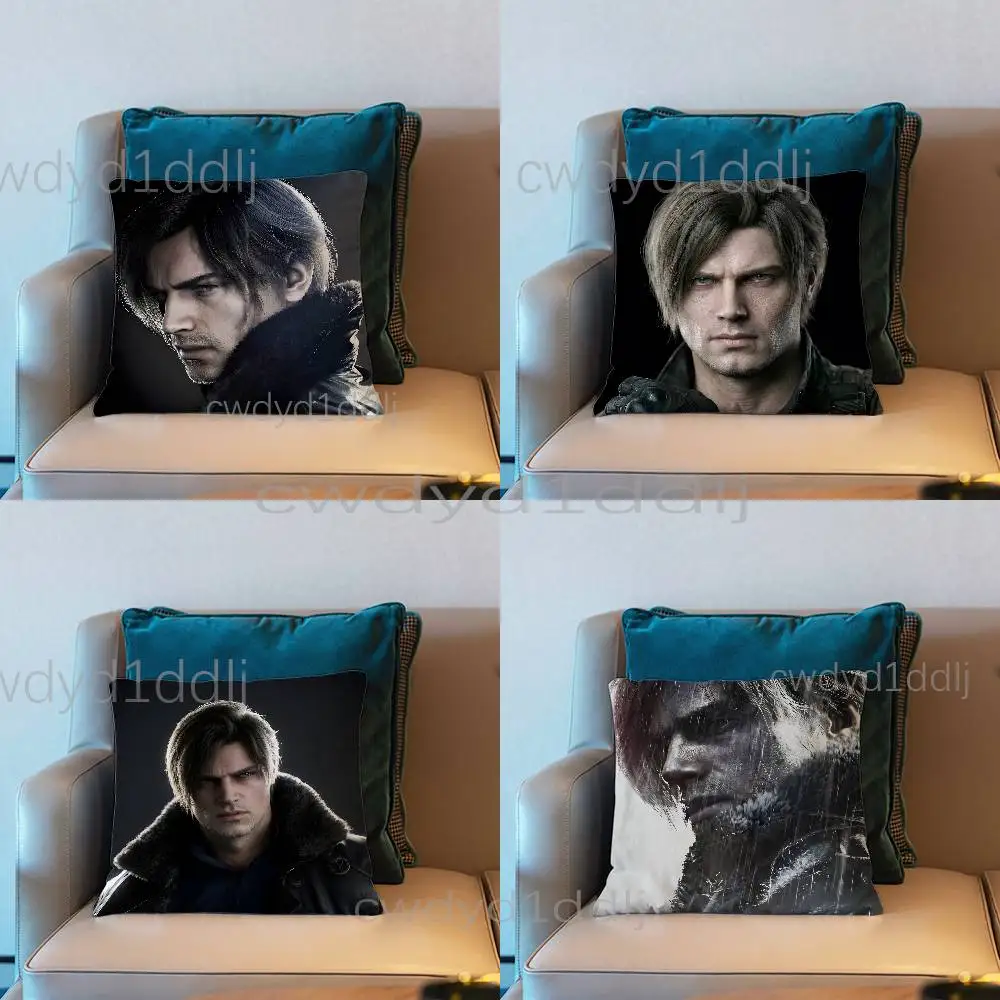 

R-Resident Evil Requiem Re9 Leon Pillow Case Short Plush Sofa Decorative Gift Home Double-sided Printing Cushio