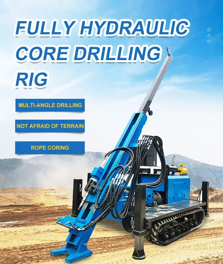 Full Hydraulic Rotary Core Drill Rig 400 600 800 1000m Drilling Depth Pneumatic Crawler Walking Water Well Drill Rig