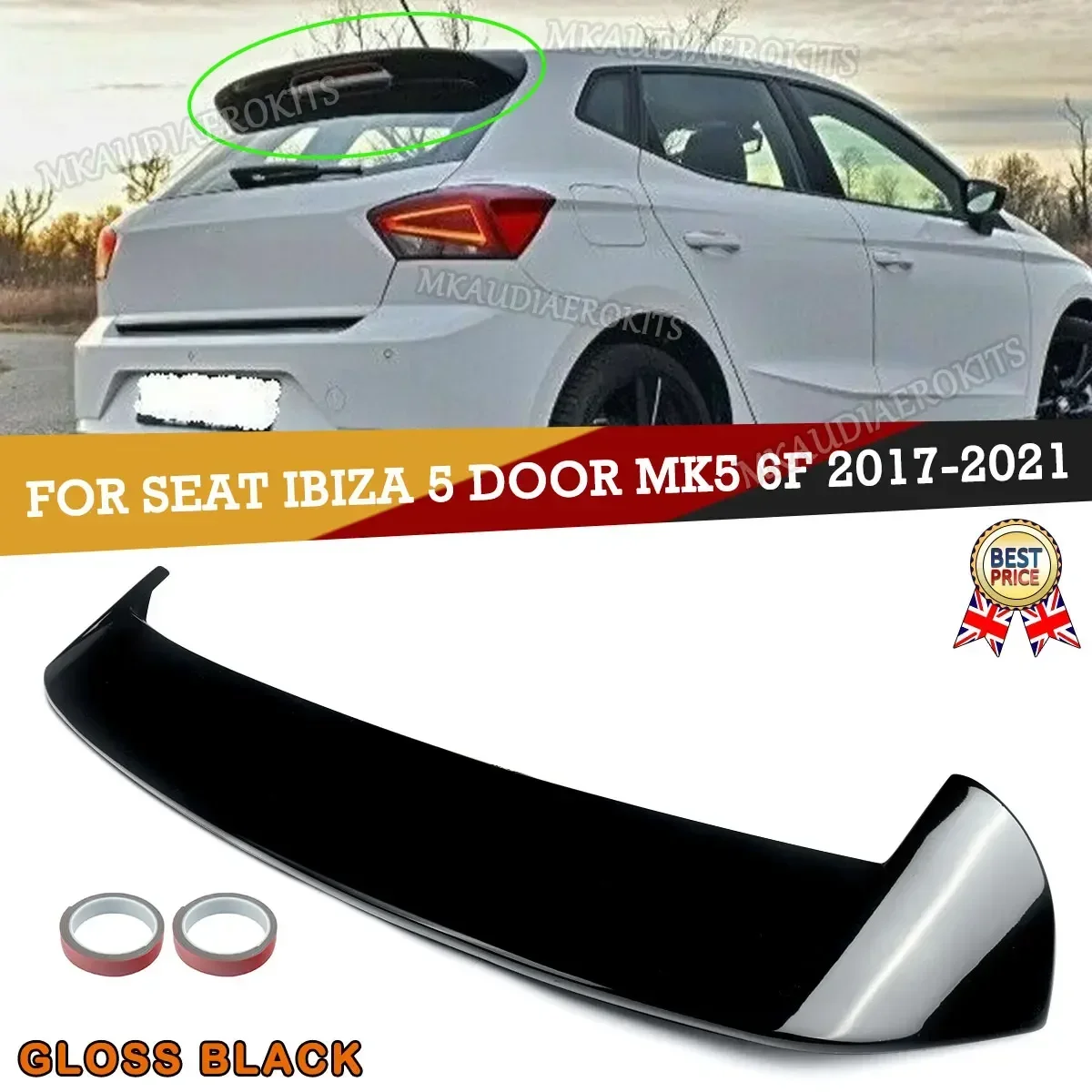 Shiny Black Rear Boot Roof Spoiler Lip Wing For 2017-UP SEAT Ibiza Xcellence 6FR