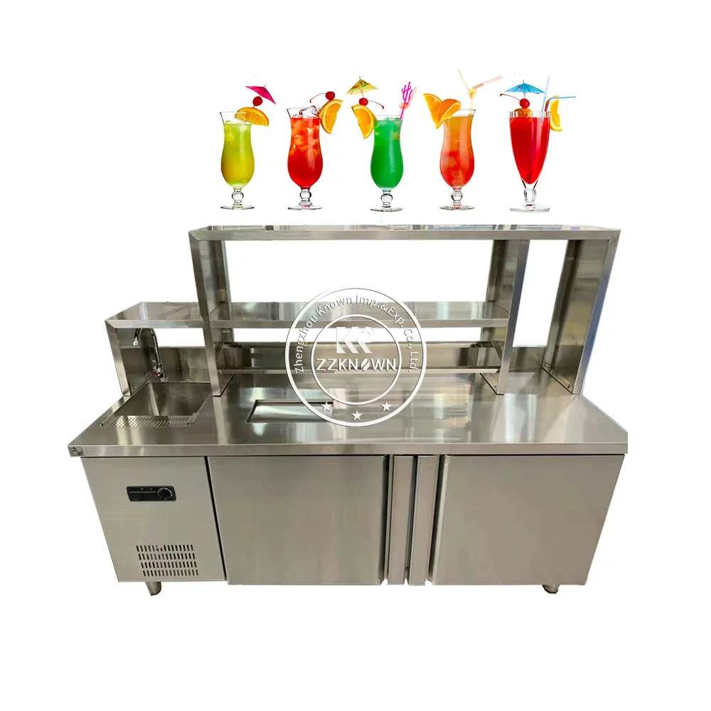 2024 New Model 1500mm Stainless Steel Refrigerated Commercial Fridge Bar Cocktail Work Station Mobile