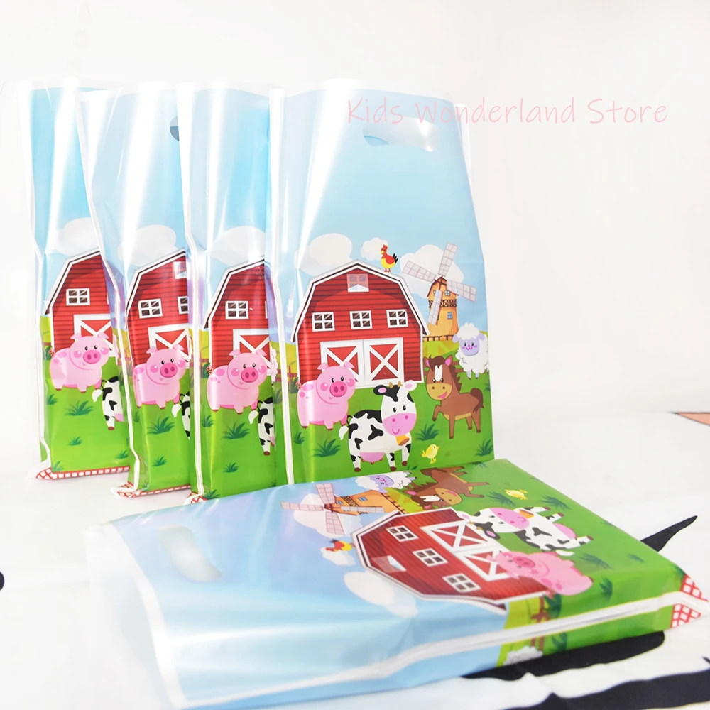 Farm Animals Party Favor Goodie Treat Bags Cow Chick Barnyard Animals Snack Candy Bag for Birthday Party Decorations Supplies