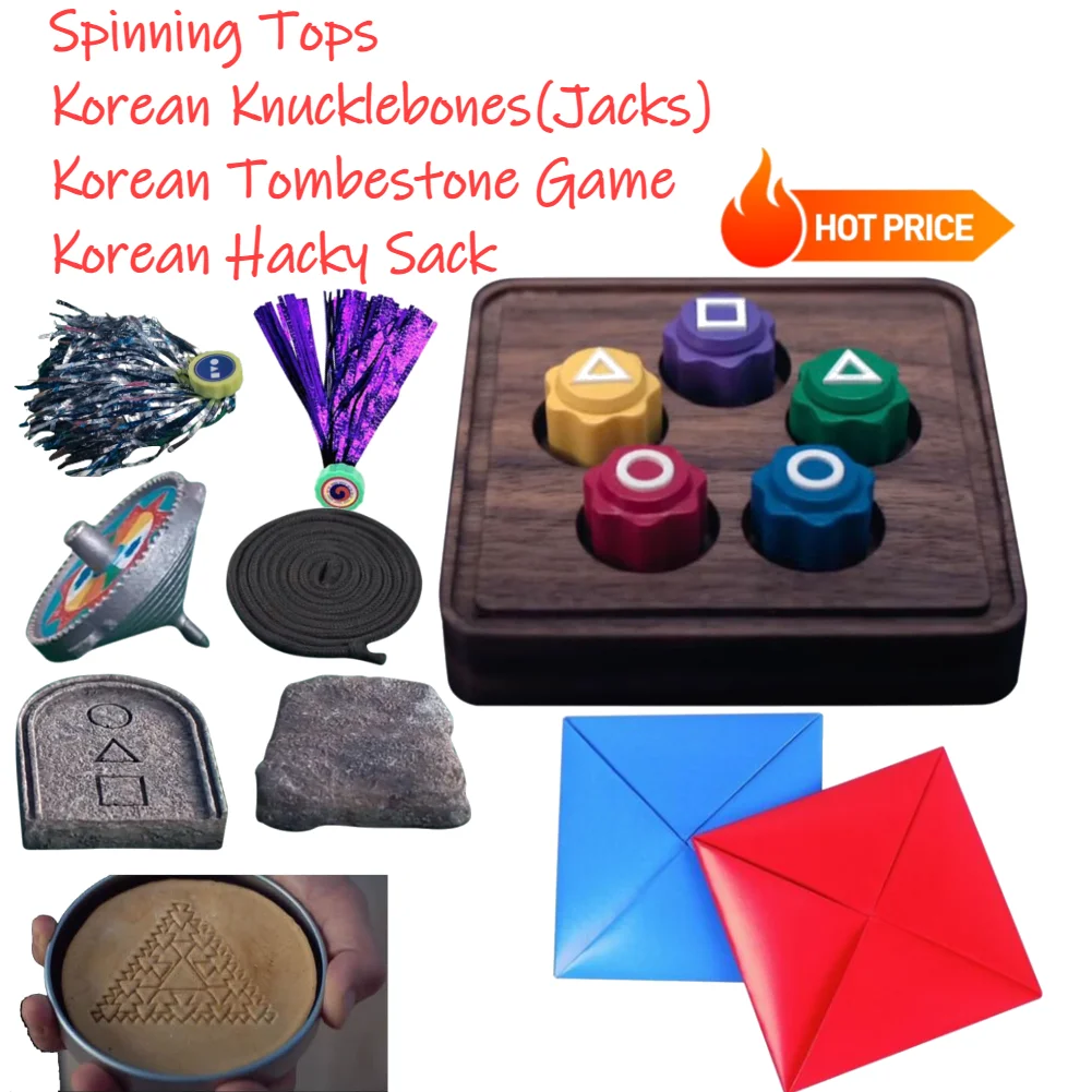 Gonggi Korean Stones Set Korean Folk Game Set Korean Traditional Play Board Game-Jebi chagi Gong-gi Biseokchigi Paeng-y DDAKJI