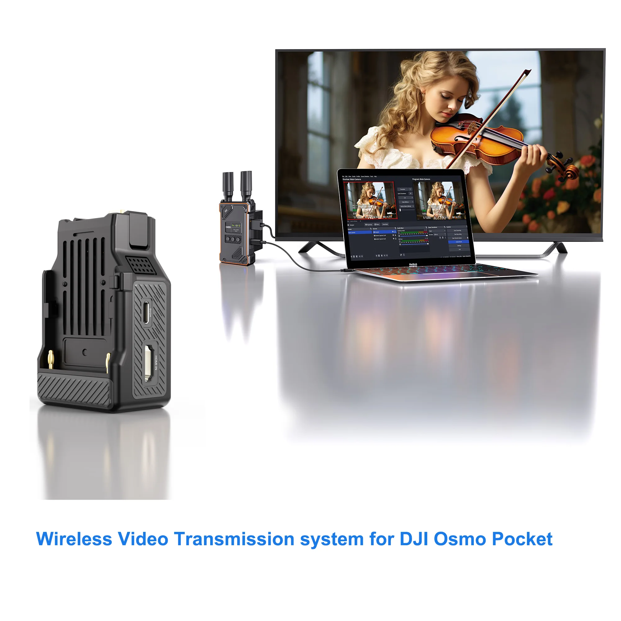 1080P Support UVC Wireless Extender Kit Video Transceiver Wireless HDMI Transmitter Receiver 500M for DJI Pocket3 to Projector