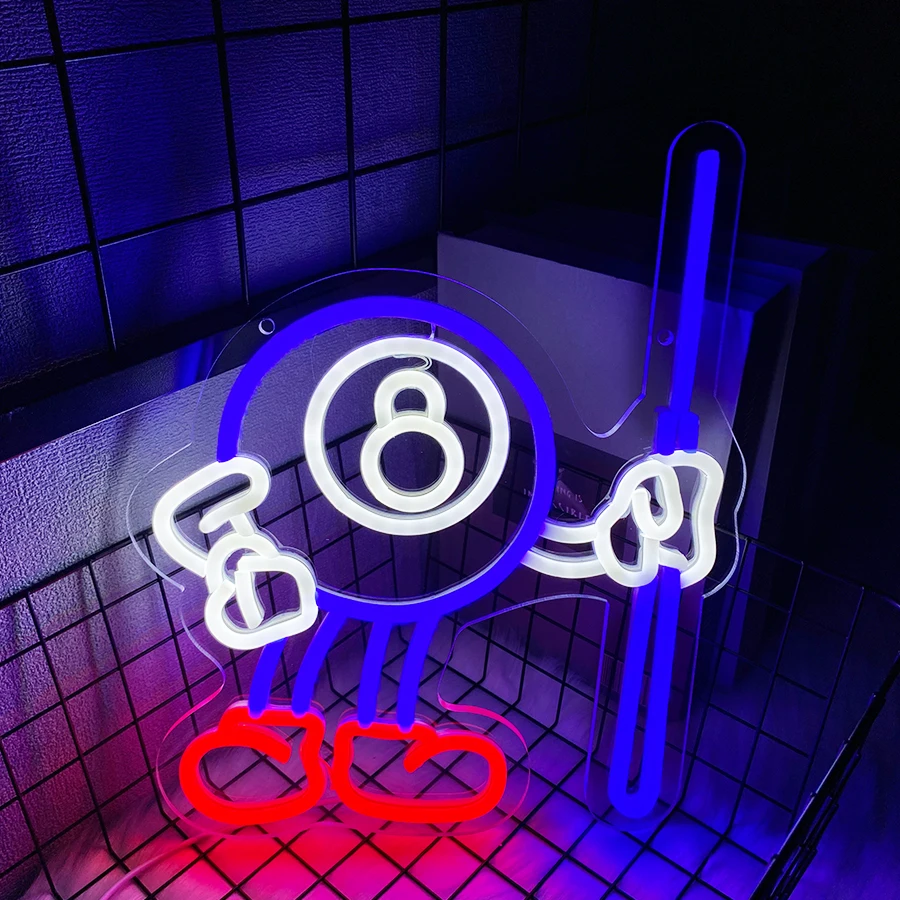 Neon Led Sign Of Billiards, Commercial Sign Of Billiards, Used For Wall Decor Of Gymnasiums, Snooker Clubs And Billiards Rooms.