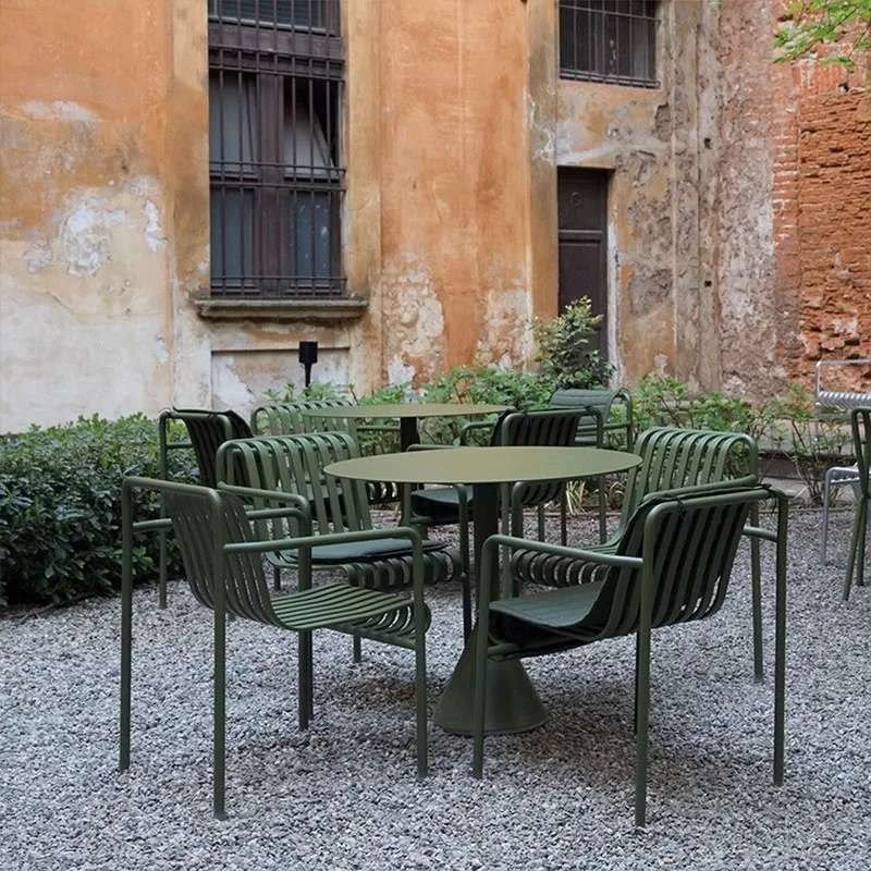 

Nordic Outdoor Garden Balcony Cafe Milk Tea Shop Outdoor Outlet Waterproof Internet celebrity Wrought Iron Table and Chair Combi