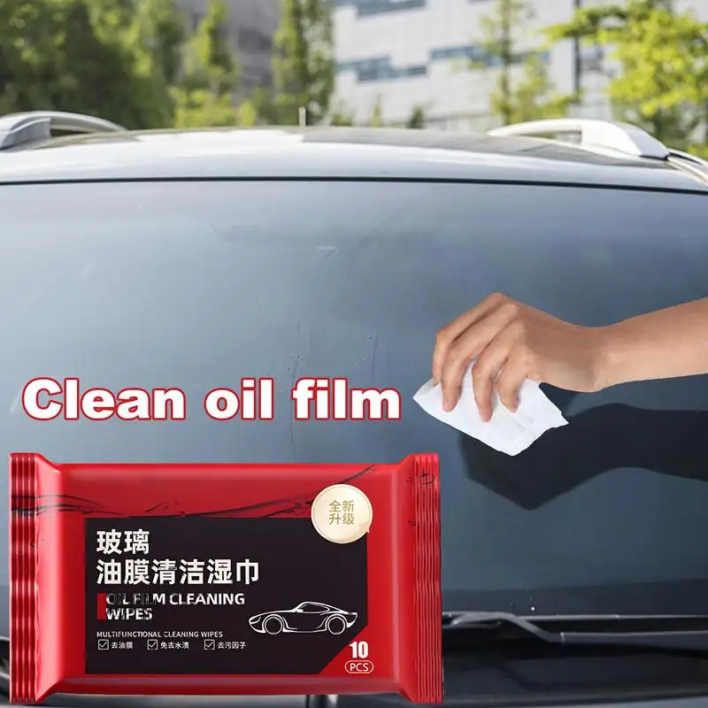 10pcs/set Car Window Cleaning Wipes Windshield Glass Cleaner Wipes Dusting Wipes Portable Windshield Oil Film Cleaner Cleaning