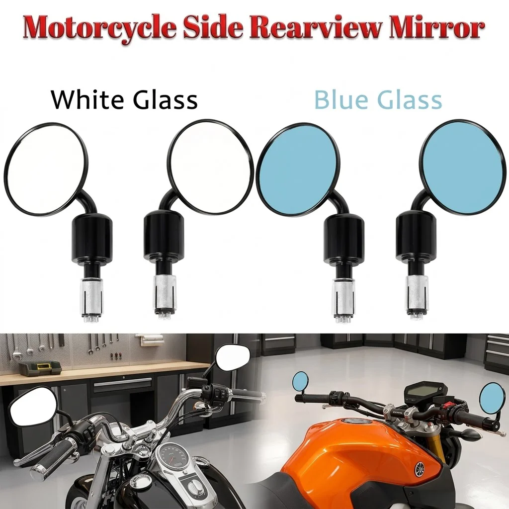 CNC Aluminium Universal-Lenkerendenspiegel - 7/8 Zoll (22mm) Rückspiegel für Honda Straßenmotorräder, Roller & E-Bikes