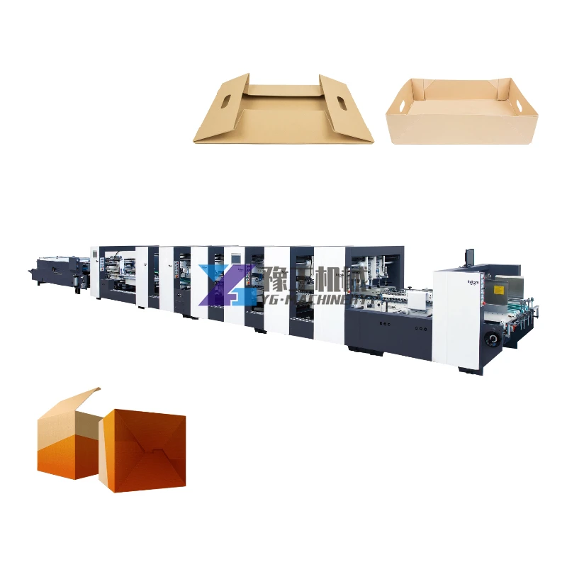 Yugong PCS Fully Automatic 6 Corner Corrugated Boxes Paper Carton Folder Gluer Machine