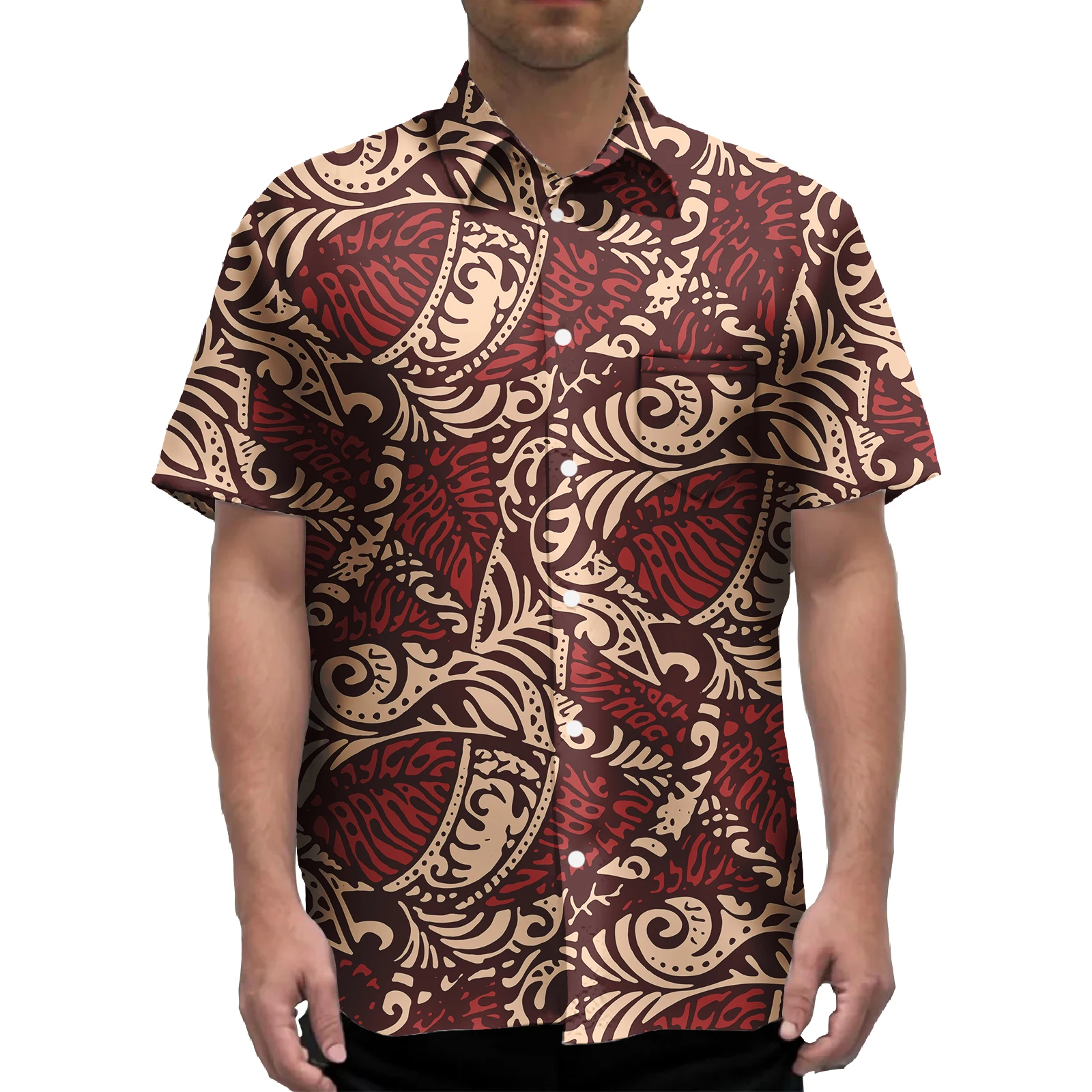 Hot Selling Polynesian Elei Tribal  Beach Party Wedding Casual Fashion Man Shirt Plus Size Men's Shirts