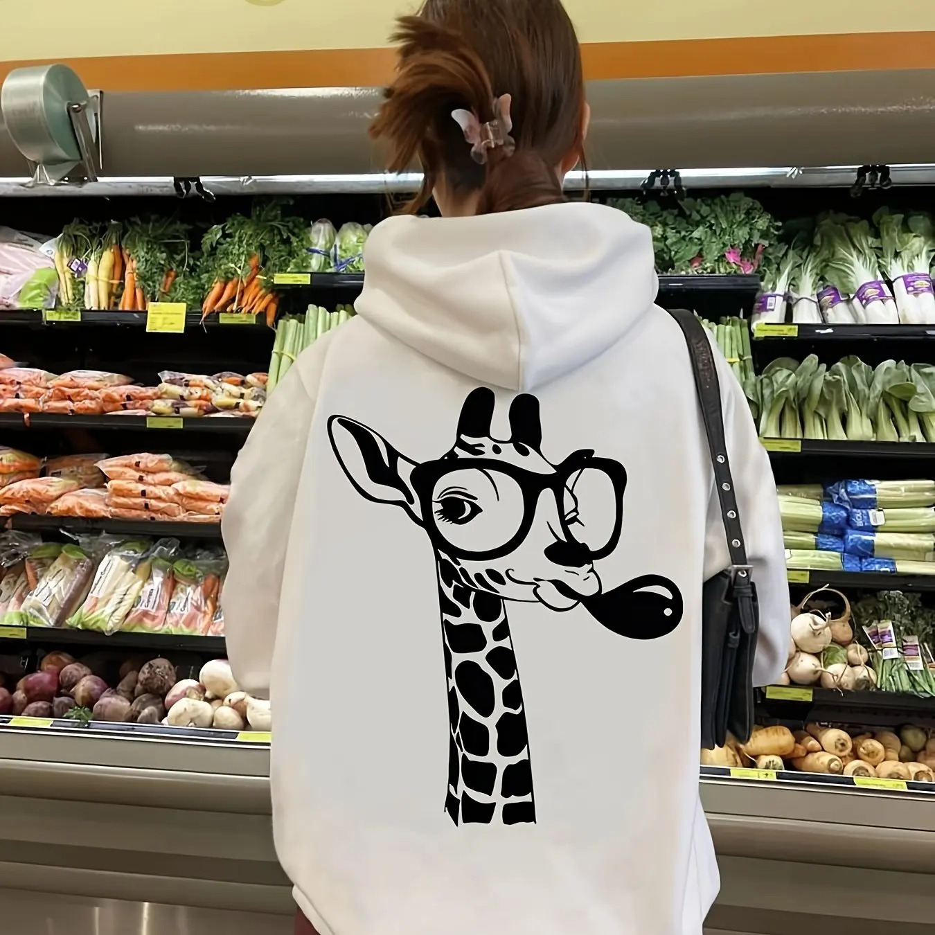 

Giraffe Graphic Printing Autumn and Winter Cotton Men's and Women's Hoodies Casual Outdoor Street Sports Loose Training Brand