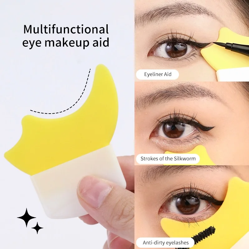 Multifunctional Eye Makeup Aid Brush Lower Eyelash Draw Eyeliner Apply Eyeshadow Silicone Crescent Shape Beauty Tool