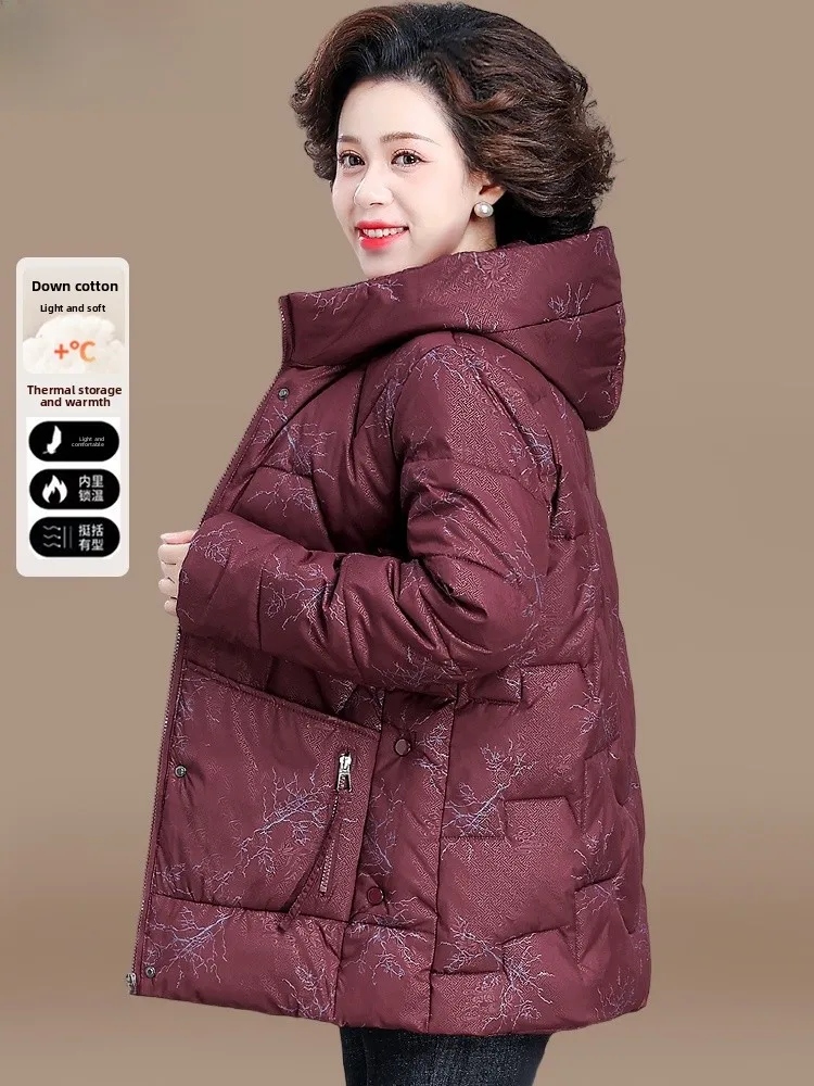 

Warmth down Cotton Jaet for Mom Winter Faionable Large Size Autumn Winter Outerwear for ly Women Sli andma S...