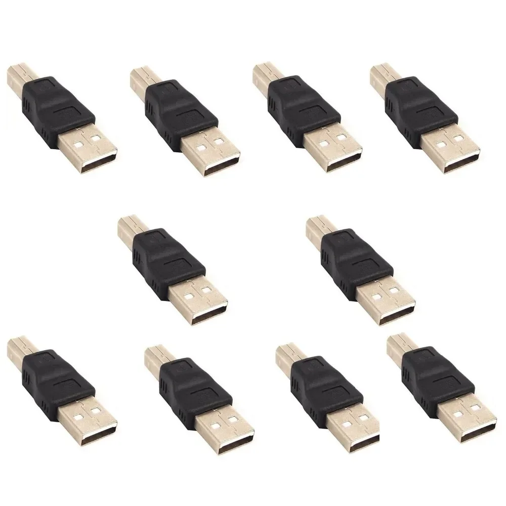 Lot 10pcs USB 2.0 Type A Male to Type B Male Printer Scanner A-B Converter Plug Connector Converter Adapter