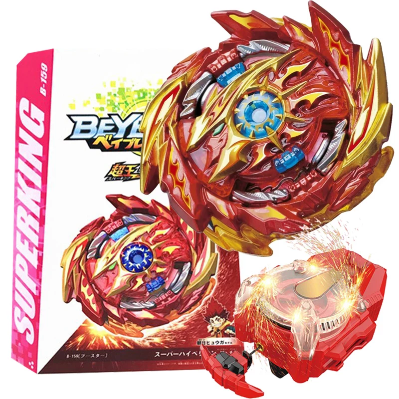 Box Set B-159 Super Hyperion Super King B159 Spinning Top with Spark Launcher Box Kids Toys for Children