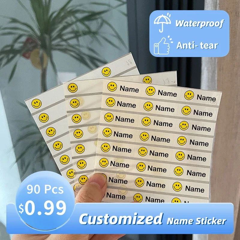 90pcs Blank Name Tag Sticker Customize Stickers Labels Children School Stationery Water Bottle Pencil Ballpoint Writing 30x11mm