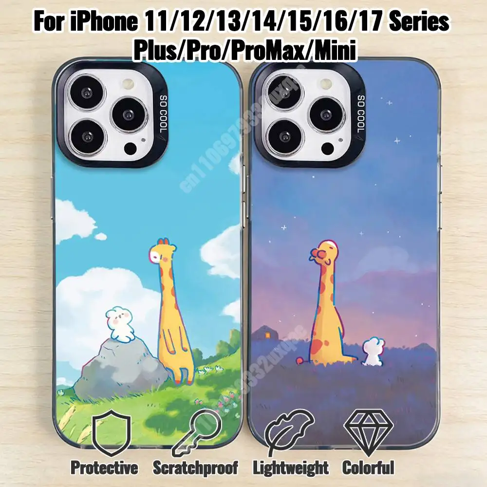 

Giraffe and Rabbit Couple Phone Case for iPhone 17 16 Max Mini 15 14 13 Pro Plus 12 11 X XS Air Premium Protector