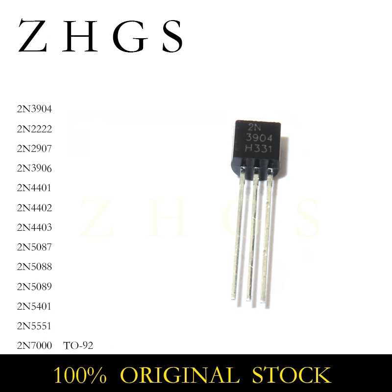 100PCS 2N3904 TO-92 2N2222 2N2907 2N3906 2N4401 2N4403 2N5088 2N5089 2N5551 2N5401 2N7000 2N5087 2N4402 NPN Transistor