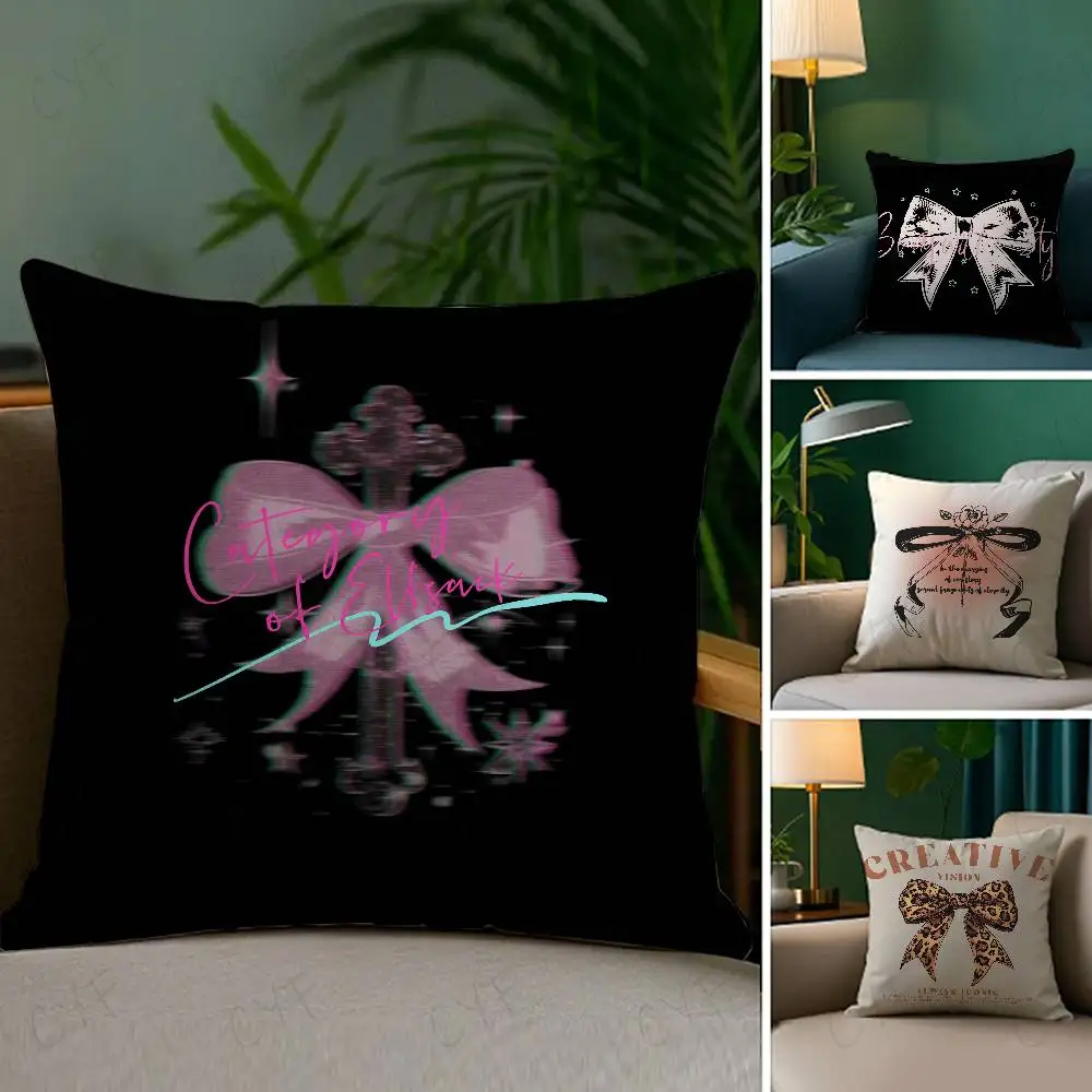 

Korean trendy bow Pillow Case Custom Printed Brushed Fleece Pillow, Baby Skin-Touch, Eco-Friendly Dye-Sublimation Cushion for Ho