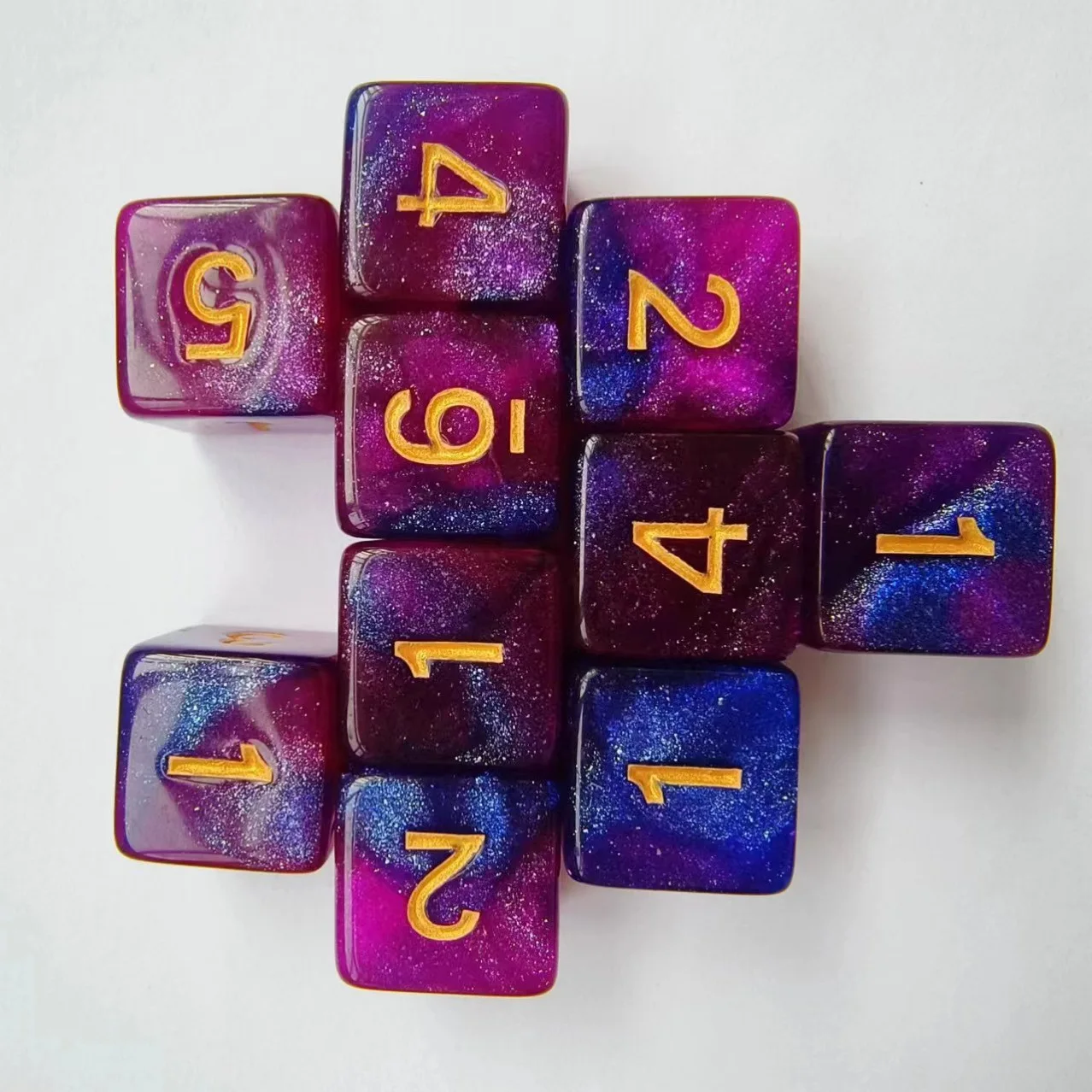 6 جوانب نرد متعدد السطوح مختلط الألوان D6 بريق النرد ل DND RPG الرياضيات تعليم لعب الأدوار منضدية ألعاب المجلس الملحقات