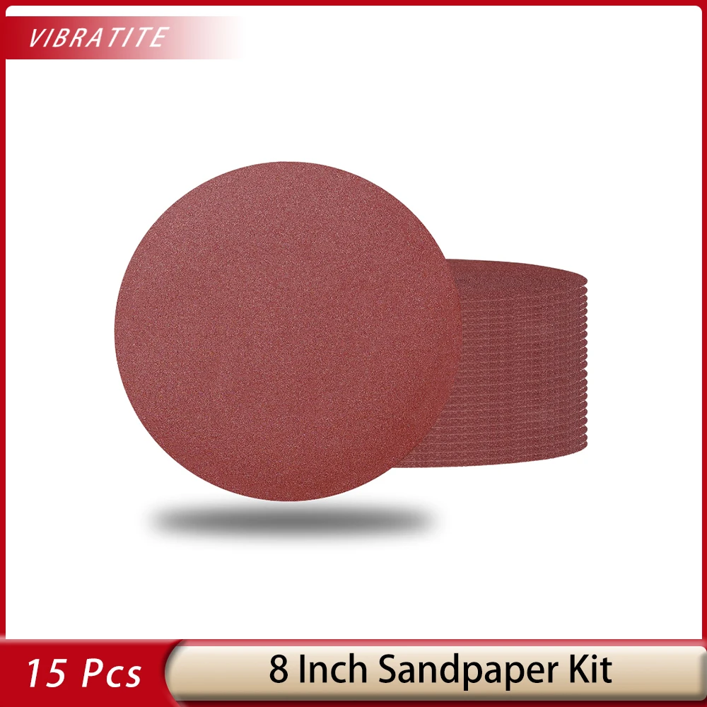 

15/30 шт. 8-дюймовий набір шліфувальних дисків з електрокорунду 40-2000 зернистість для шліфувальної машини DA для полірування деревини та металу