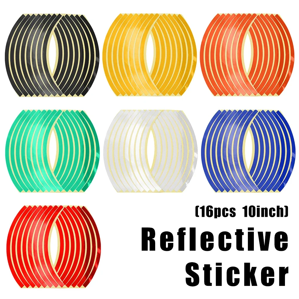 16 Stuks 10Inch Universele Motorfiets Velg Reflecterende Stickers Moto Fiets Sticker Verkeer Veiligheid Reflecterende Motor Sticker