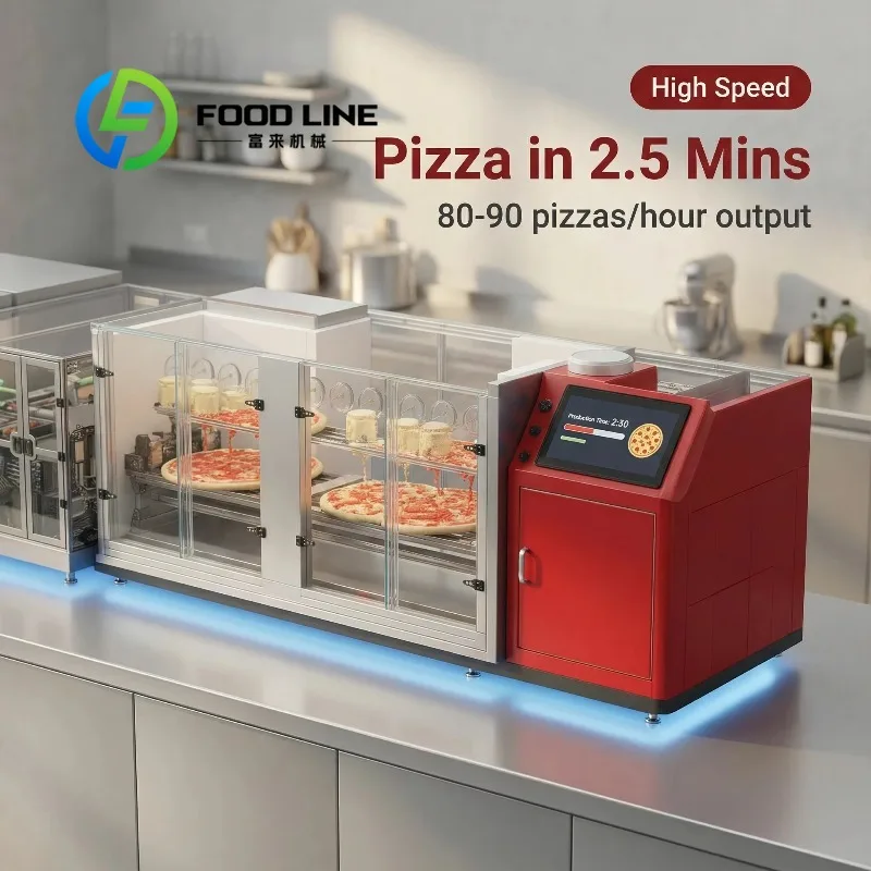 Customize Automatic Pizza Machine, Commercial, Multi-Ingredient Model, Integrated Dough Pressing And Topping