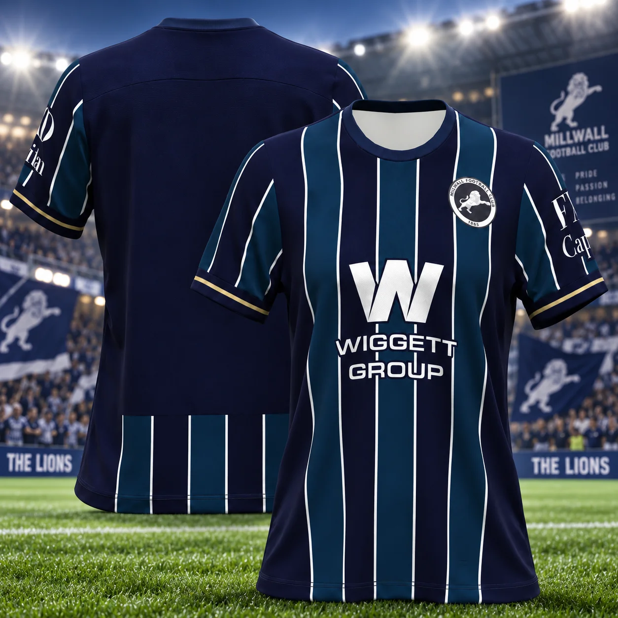 Millwall 26-27 Season Football Jersey, Men's Short Sleeve Soccer Shirt, Vertical Striped Sports Training Soccer Jersey for Fans
