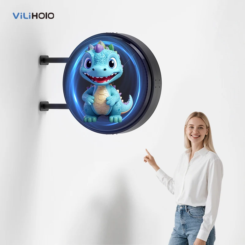 Custom Logo 3D Hologram LED Light Box Double-Sided Business Signage Decorative Feature