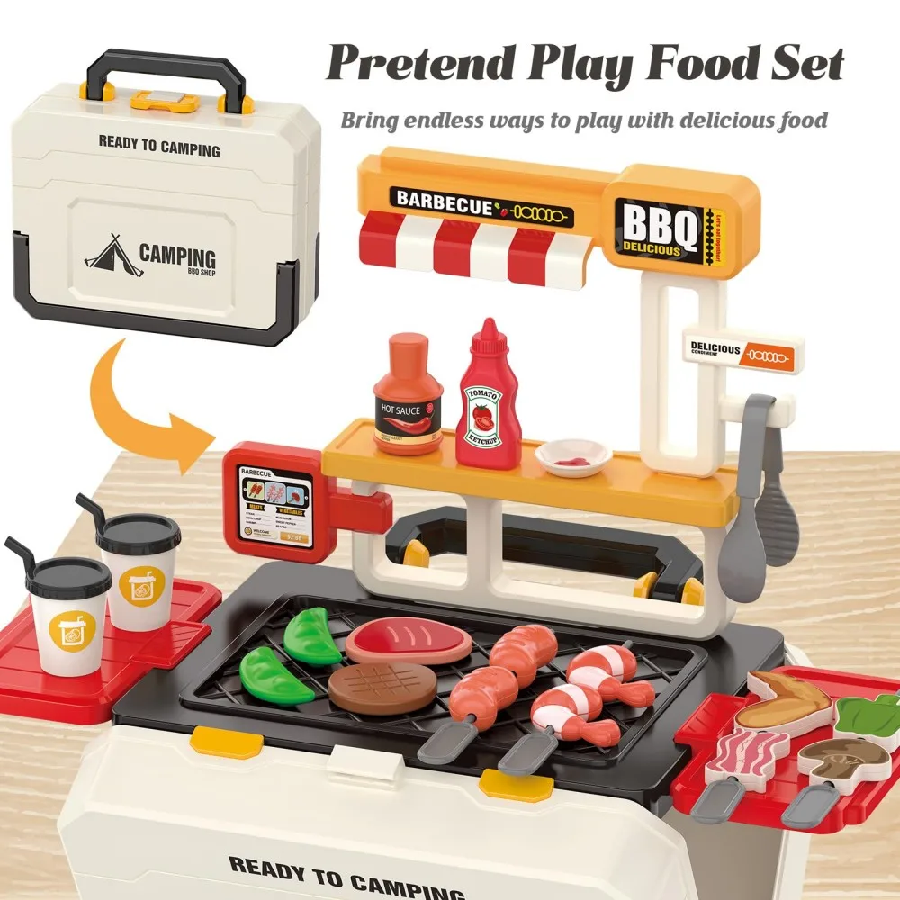 Mini jouet de cuisine réaliste en plein air, ensemble de jeu de magasin de desserts, barbecue Portable, cuisine de Camping, maison de jeu pour garçon et fille