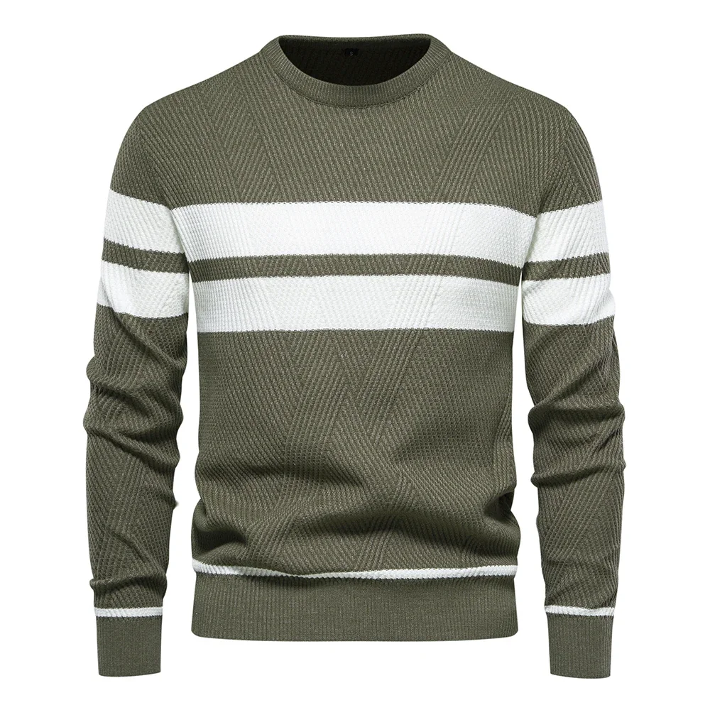 

New Autumn Pullover Men's Sweater O-neck Patchwork Long Sleeve Warm Slim Sweaters Men Casual Fashion Sweater Men Clothing