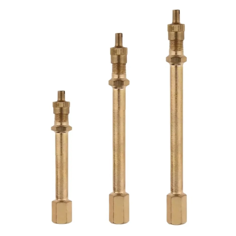 Brass Tire Valve Extension 100mm/140mm/200mm Inflation Valve Stem Extender Gold Straight Bore Auto Tire Valve Extension Adaptor