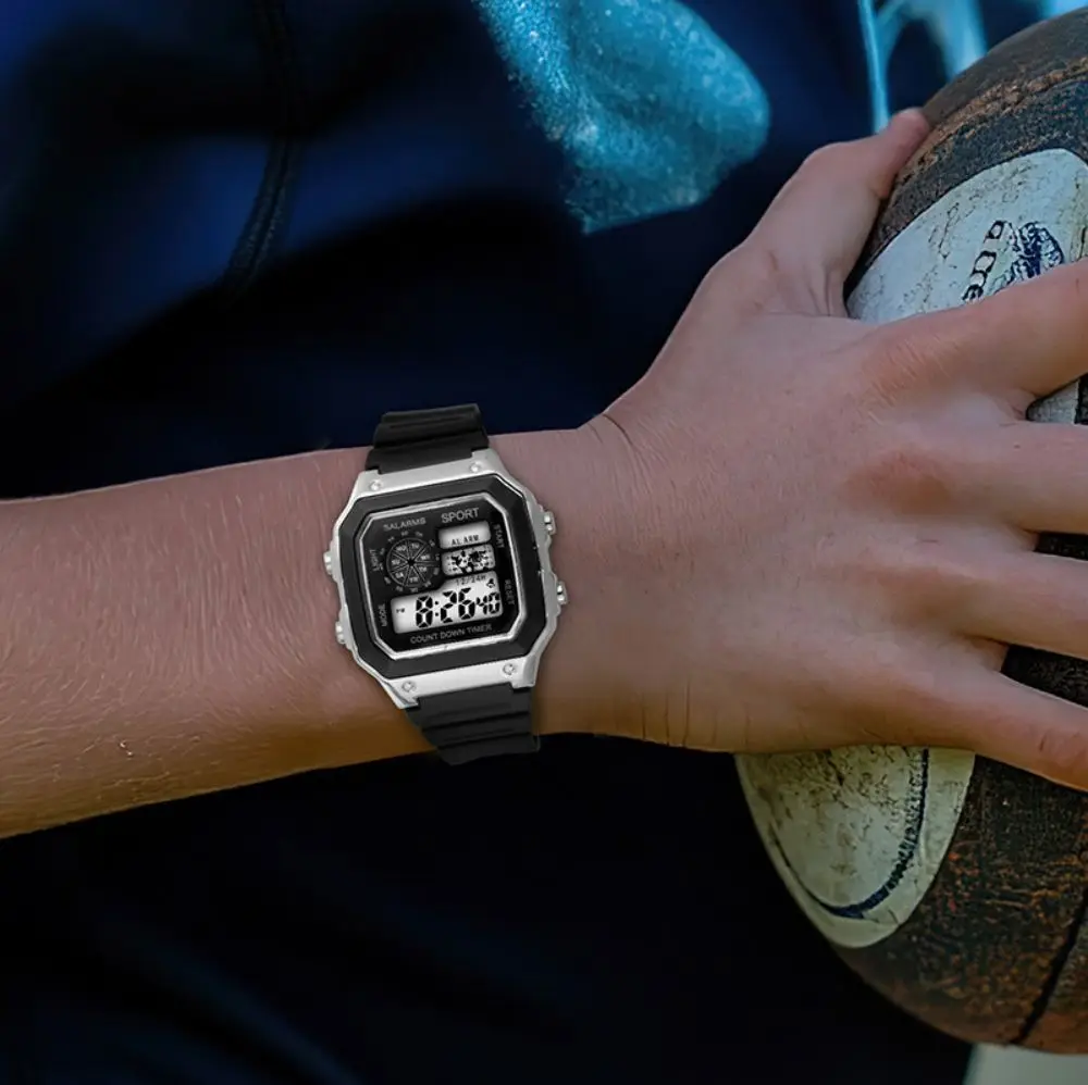 Men's Watches Big Dial LED Digital Watch Multifunction Men Sports Watch Alarm Clock Stopwatch Fitness Electronic Wristwatch