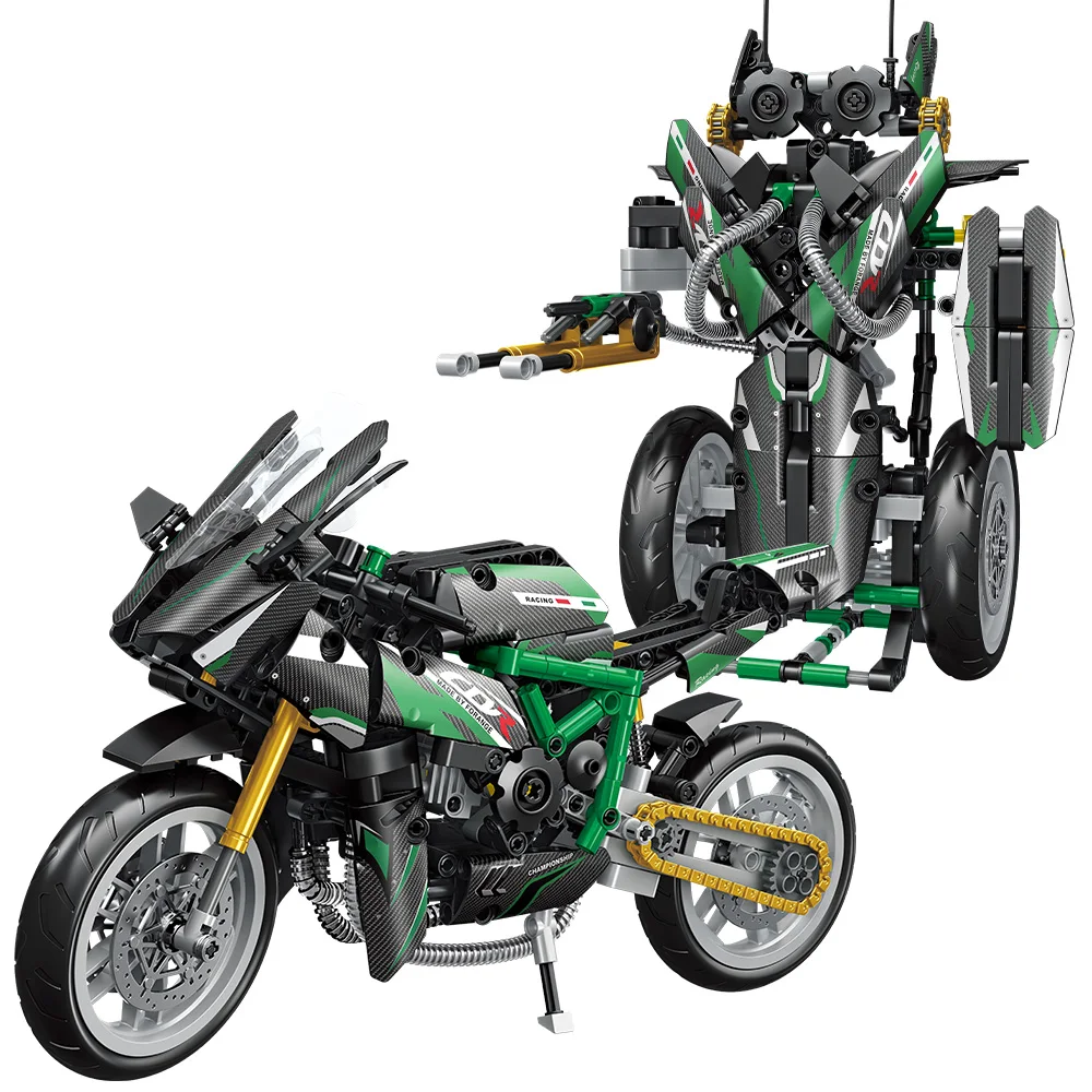 Motorcycle Toy Building Block Sets,Deformation Toy- Deformed Motorcycle Building,Build A Motorcycle Model for Boys Over 8 Year