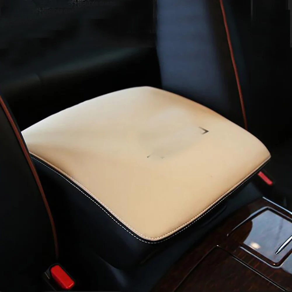 Leather Car Central Armrest Cover Container Holder Refrigerator For NIssan Patrol Armada Y62 2013-2018 2019 Cover Accessories