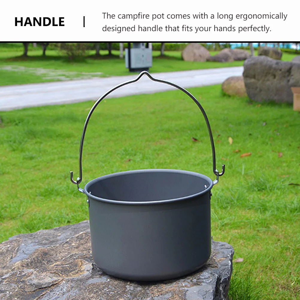 

Large Capacity Hanging Outdoor Cooking Cookware Lightweight Camping Pot For Picnic Aluminum Alloy Campfire Pot Outdoor