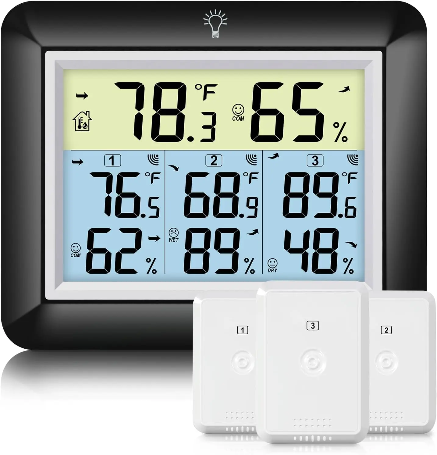 

Wireless Indoor/Outdoor Thermometer Hygrometer Digital Temperature and Humidity Monitor with 328ft Range Remote Sensor for Home
