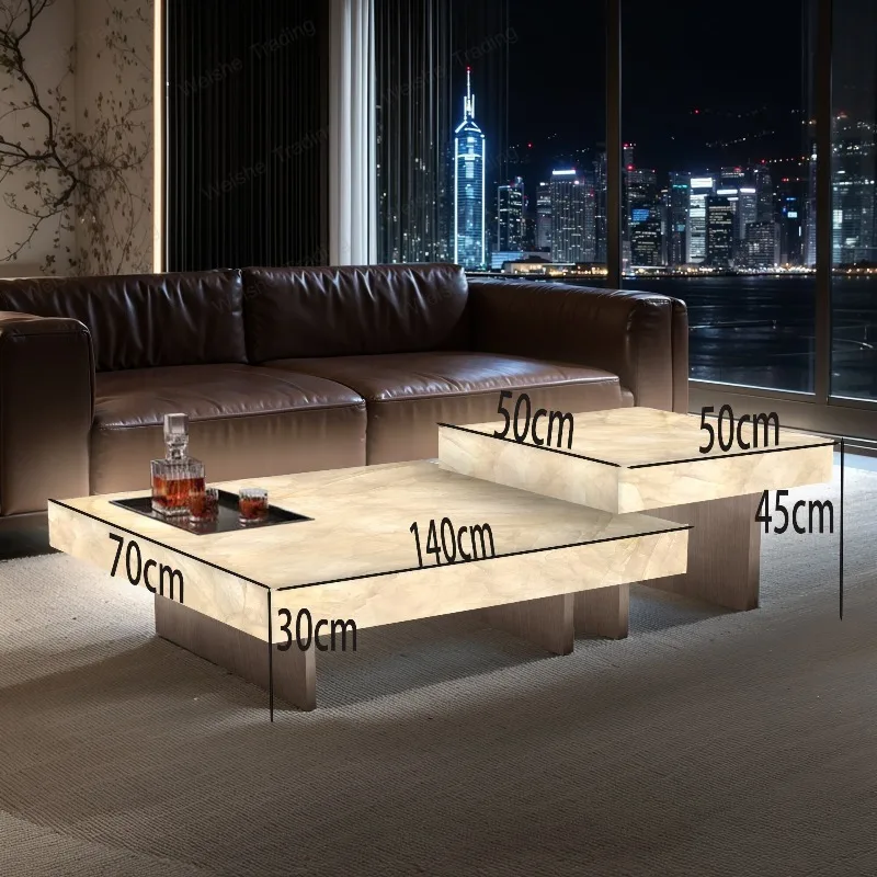 Box coffee table combination living room square jade luxury stone light luxury, Nordic luxury villa coffee table