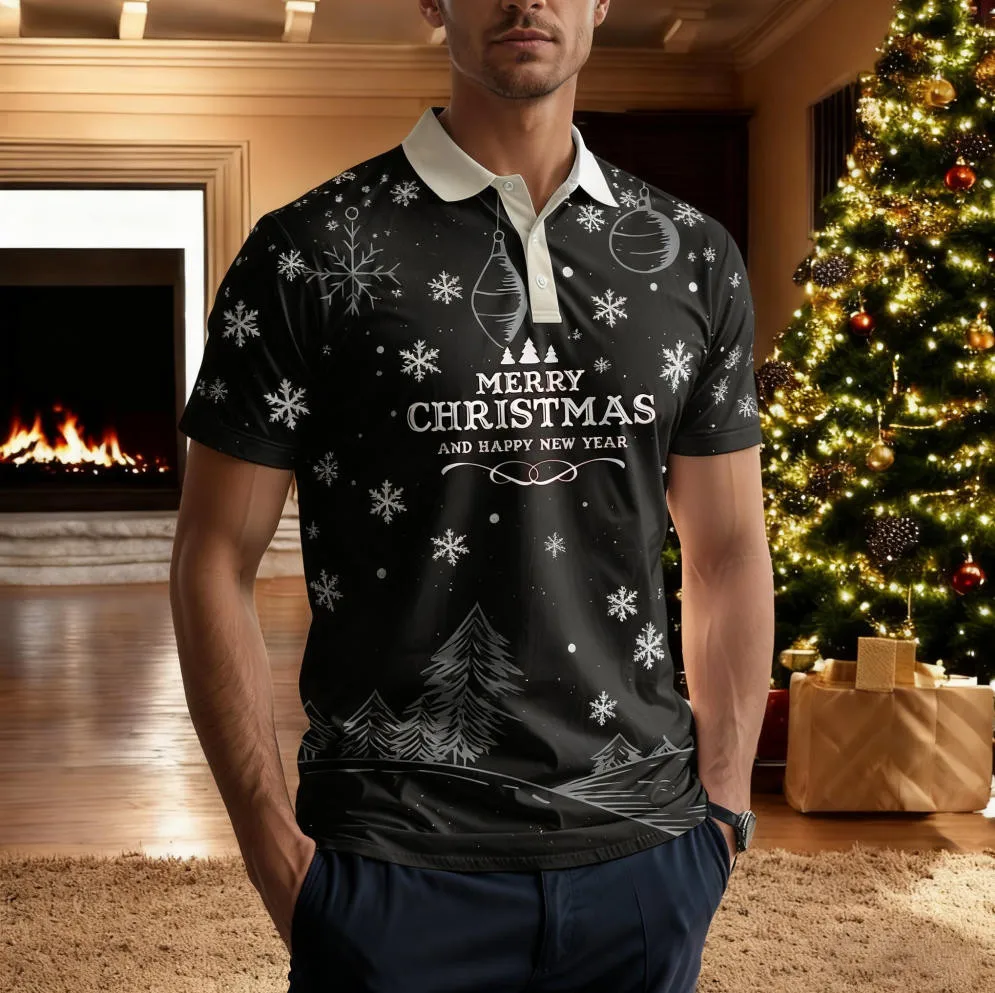 2026 عيد الميلاد موضوع الرجال قميص بولو غير رسمي موضة مهرجان كرنفال حفلة كم قصير ملابس فضفاضة تنفس سريعة الجافة #3